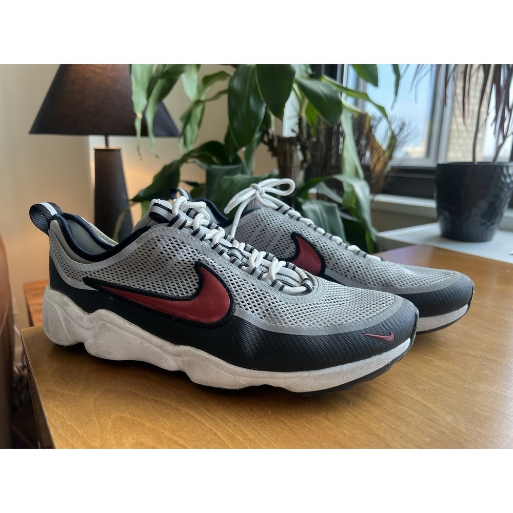 Nike Air Zoom Spiridon OG Gray Mettalic Red Athletic Shoe 876267-001‎ Men Size 9
